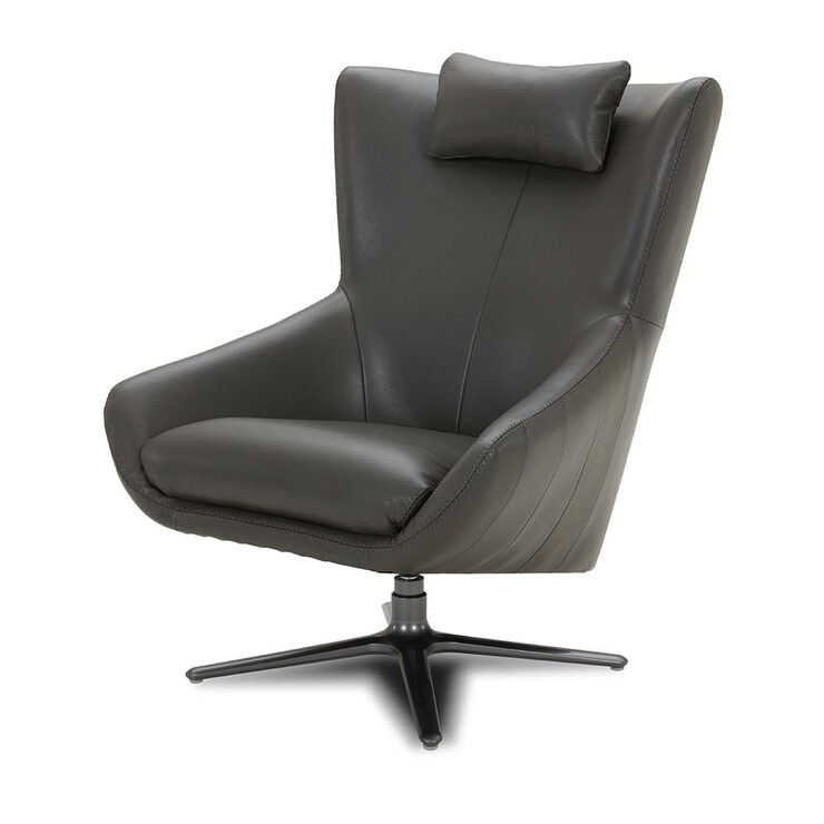 Kuka Grey Leather Accent Swivel Chair | Costco UK