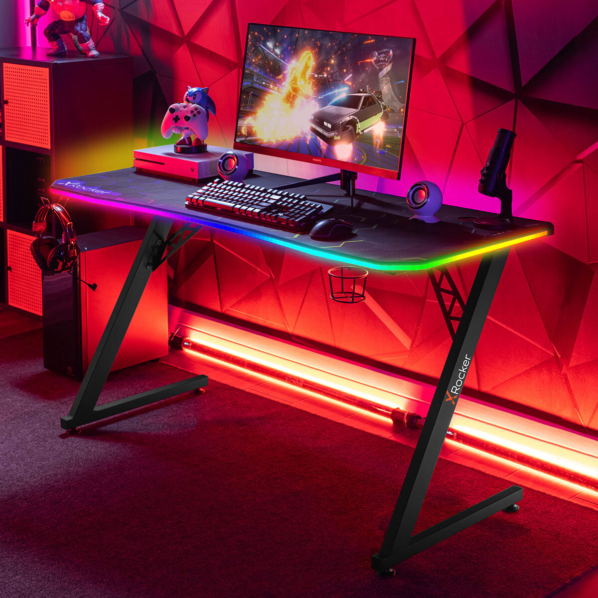 X Rocker Pulsar RGB Gaming Desk with LED Lights Costco UK