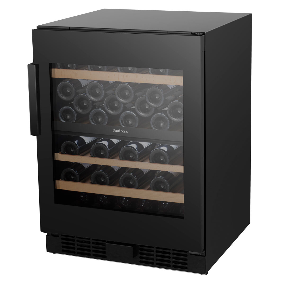 Hisense RW3N122GSLF, 46 Bottle Freestanding, Dual Zone Wine Cooler in Black