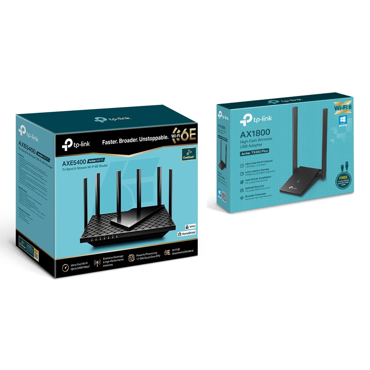 TP-LINK ARCHER AXE75 & ARCHER TX20U WI-FI BUNDLE WHOLE HOME MESH SYSTEM WITH AI DRIVEN MESH at costco.co.uk