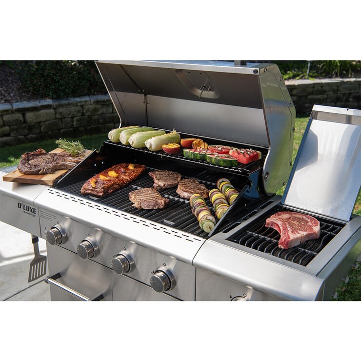 Nexgrill Deluxe 4 Burner Stainless Steel Gas Barbecue + Side Burner