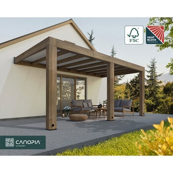 Palram Canopia Helsinki 9ft 10" x 17ft 7" (3m x 5.35m) Cedar Wood Patio Cover Palram Canopia Helsinki 9ft 10" x 17ft 7" (3m x 5.35m) Cedar Wood Patio Cover