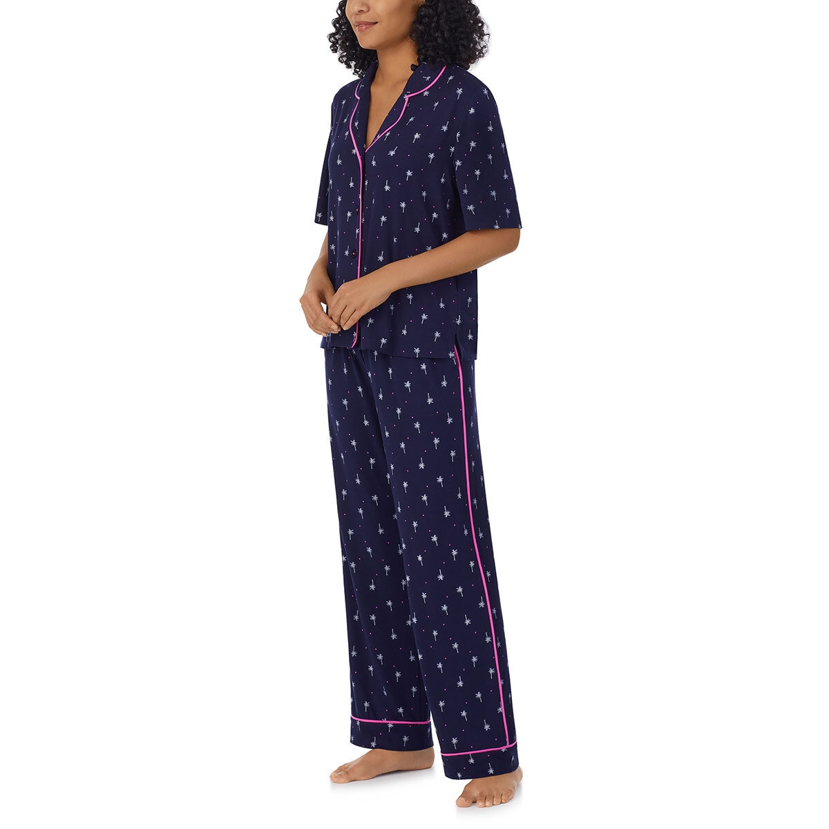 Room Service Notch Collar 2 Piece PJ Set in Navy - Small