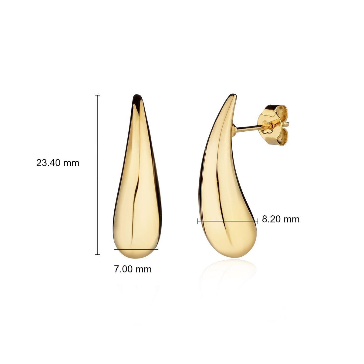 14ct Yellow Gold Drop Stud Earrings