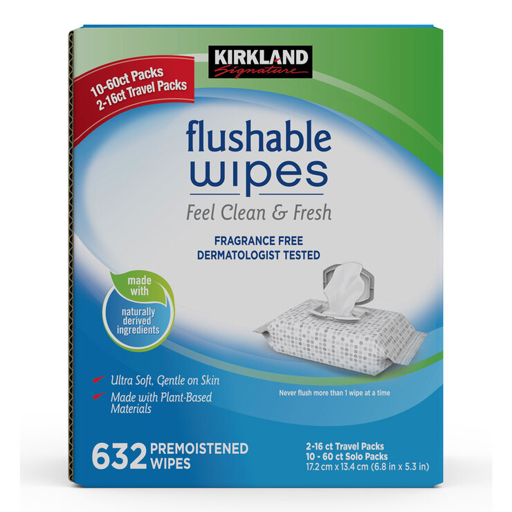 Kirkland Signature Moist Flushable Wipes, 632 Count Costco UK