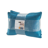 Blue velvet oblong cushion two pack