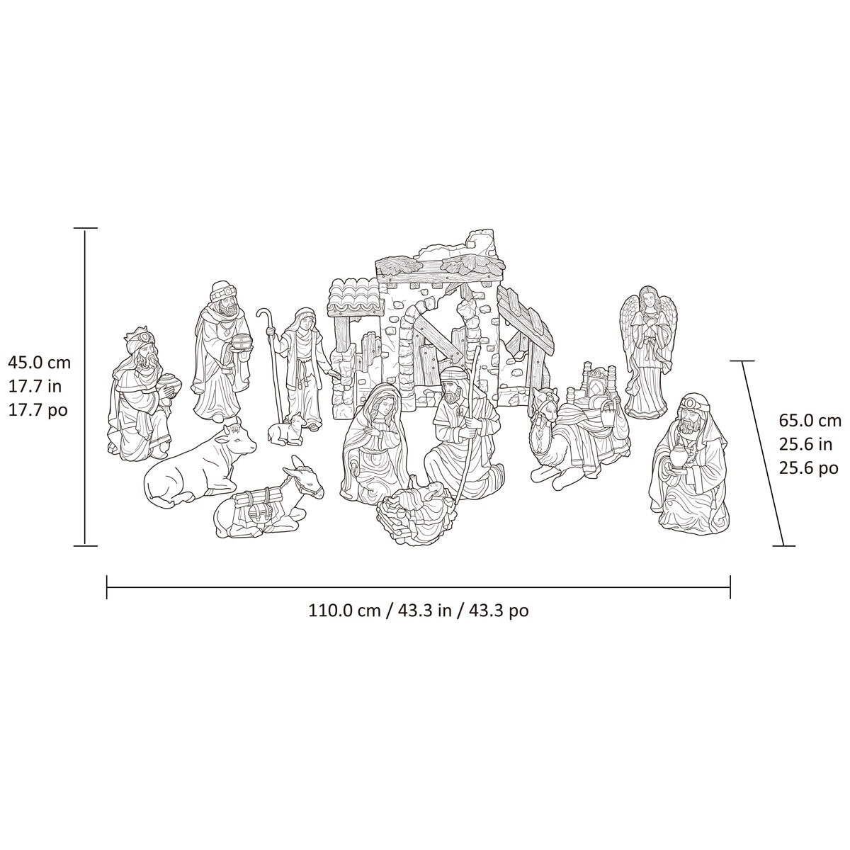 Buy KS 14 PC Nativity Set Dimensions Image at costco.co.uk