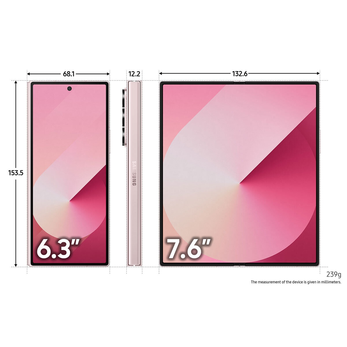 Samsung Galaxy Z Fold6, 256GB Sim Free Mobile Phone in Pink, SM-F956BLIBEUB