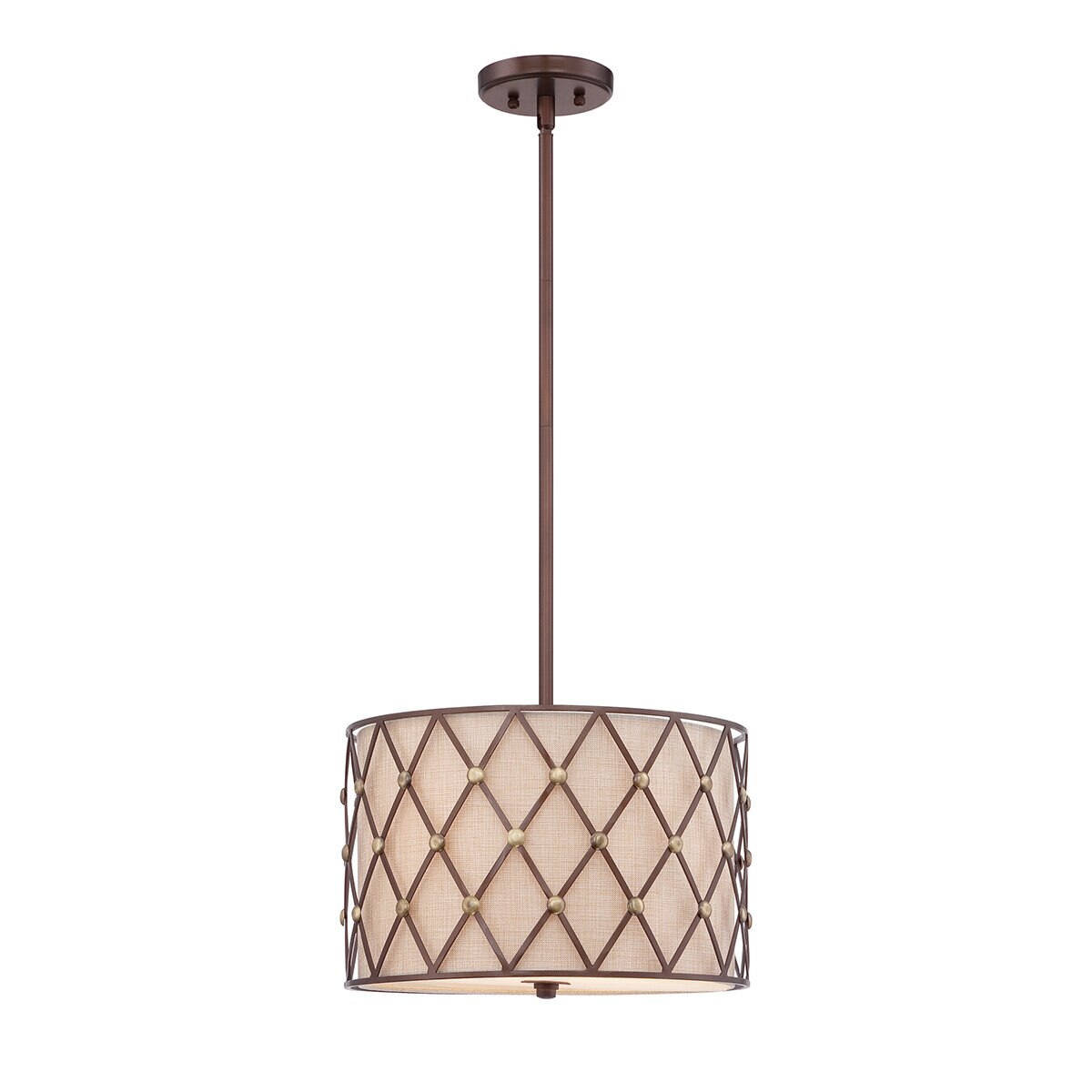 Brown Lattice 3 Light Medium Pendant (QZ-BROWN-LATTICE-P-L) at costco.co.uk