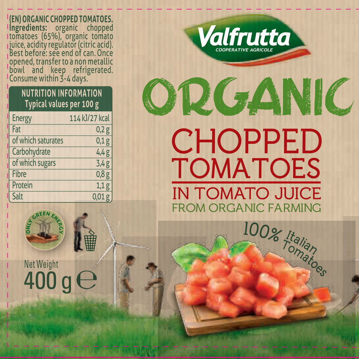 Valfrutta Organic Chopped Tomatoes, 12 x 400g