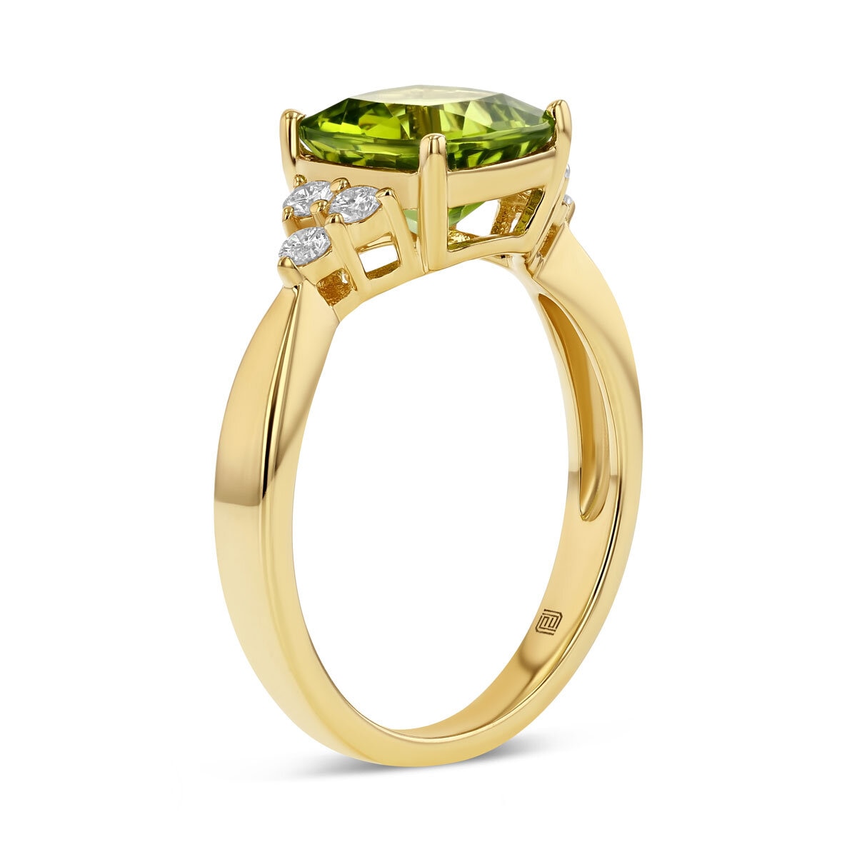 Peridot and Diamond 14ct Yellow Gold Ring