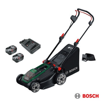 Bosch Rotak 36V (4Ah) 43cm Hand-Propelled Cordless Battery Lawnmower with 2 x 4Ah Battery and Charger Bosch Rotak 36V (4Ah) 43cm Hand-Propelled Cordless Battery Lawnmower with 2 x 4Ah Battery and Charger