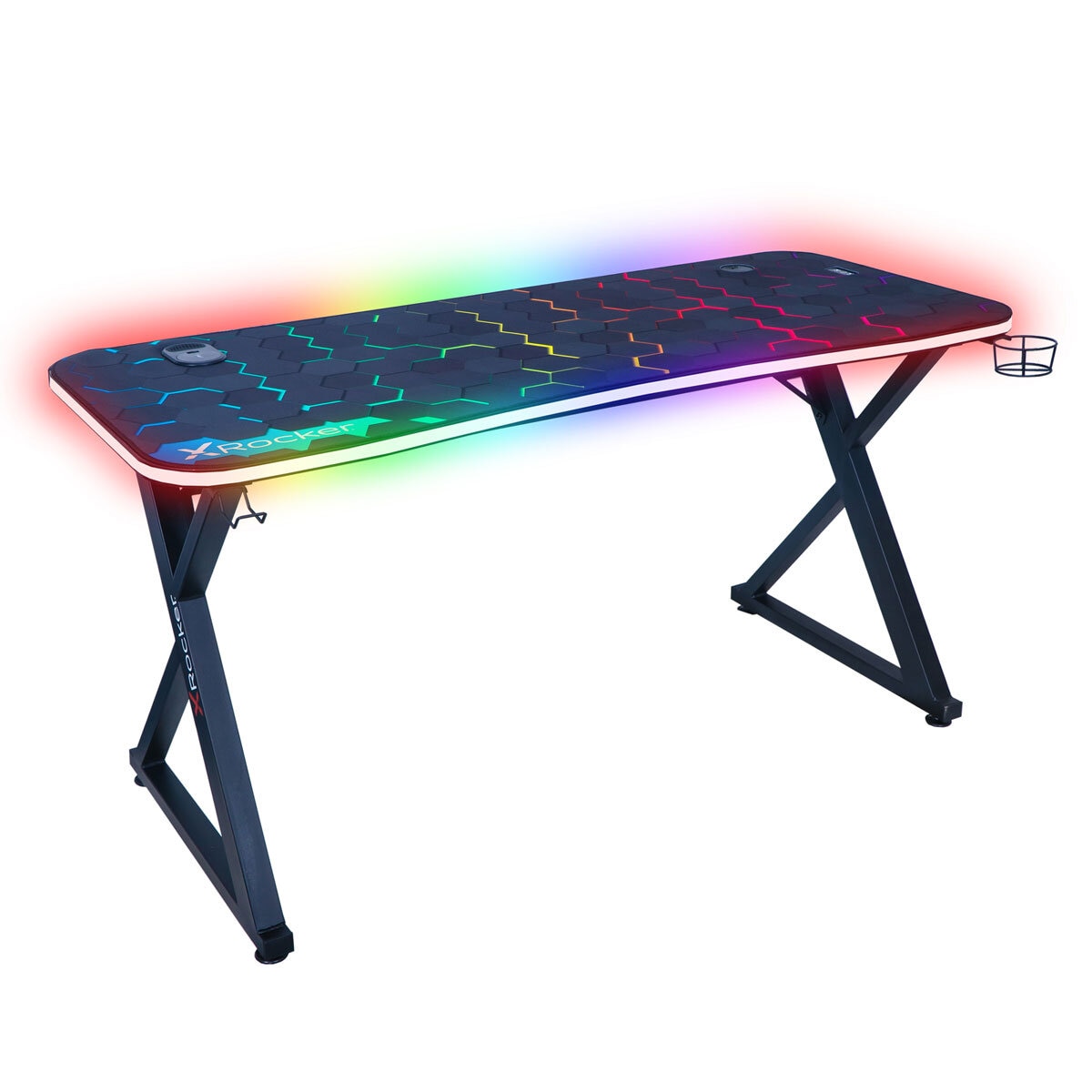 X Rocker Pulsar Max RGB Gaming Desk with LED Lights