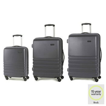 Rock Byron 3 Piece Hardside Luggage Set in Charcoal