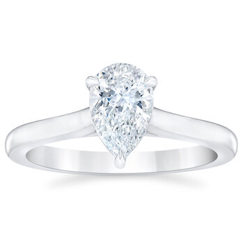 1.00ct Pear Cut Diamond Ring, Platinum