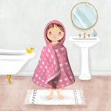 Kids Bath Hooded Towel, 69 x 127 cm, Hearts