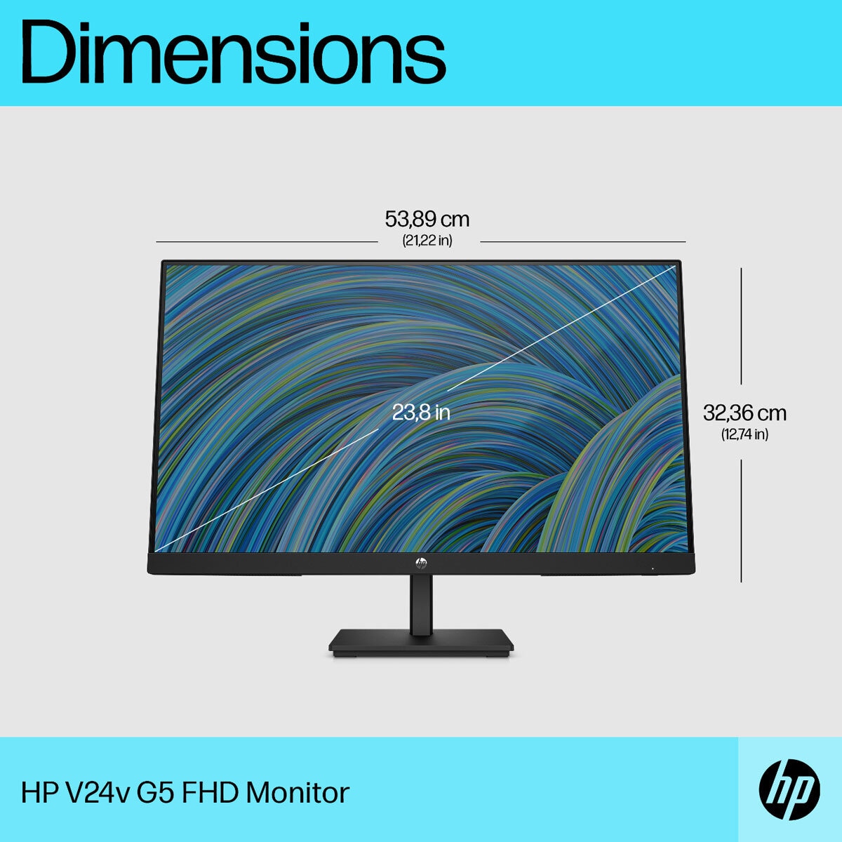 HP V24v G5 23.8 Inch Full HD 75Hz Monitor, 6D8H0AA#ABU