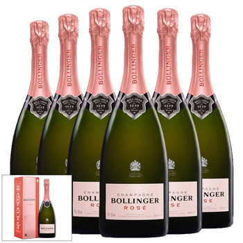 Bollinger Rosé NV Champagne, 6 x 75cl with Gift Box