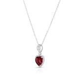 Garnet & 0.19ctw Diamond Heart Pendant, 14ct White Gold