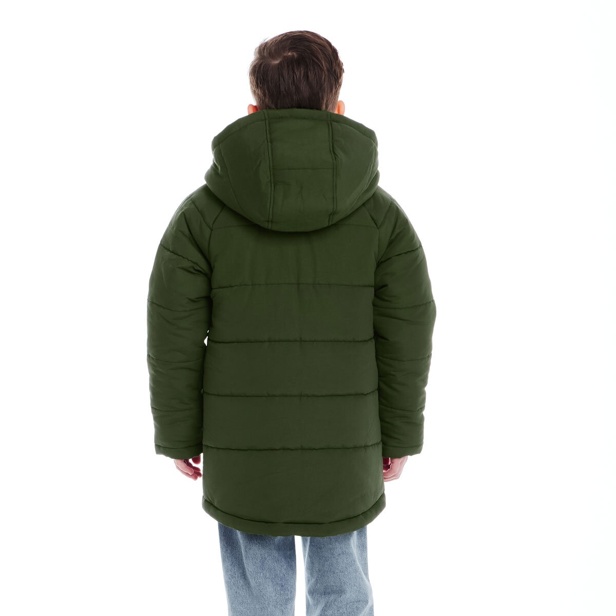 Andy & Evan Boys & Girls Back to School Quilted Parka in Green