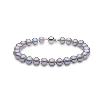 6-7mm Cultured Freshwater Grey Pearl Bracelet, 18ct White Gold