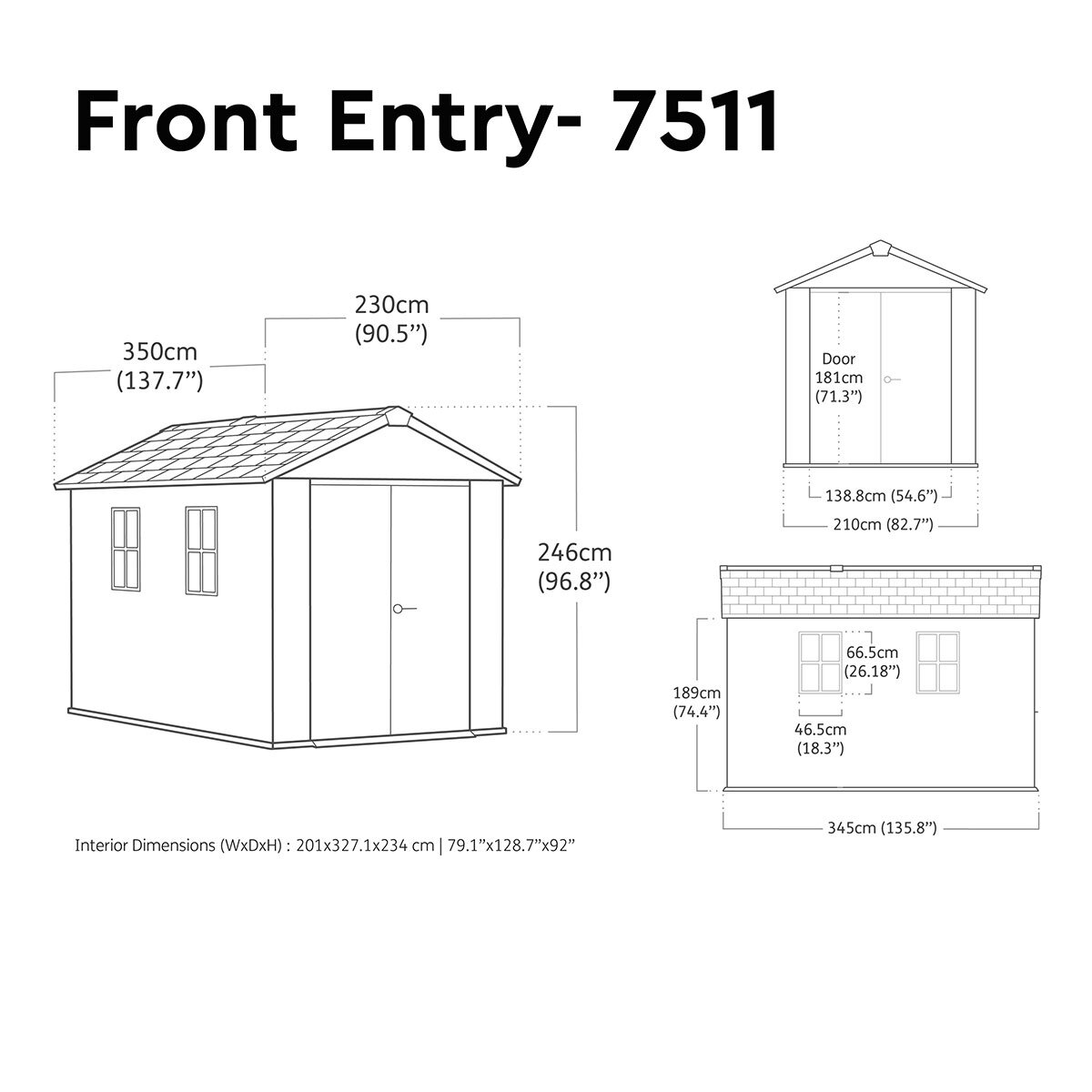 Keter Newton Plus 7ft 6" x 11ft 5" (2.3 x 3.5m) Storage Shed with Front Entry