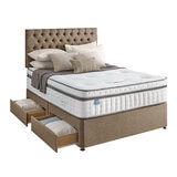 Silentnight 4 Drawer Divan Base with Eden Headboard in Wheat in 3 Sizes Silentnight 4 Drawer Divan Base with Eden Headboard in Wheat in 3 Sizes