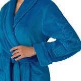 DKNY Shawl Collar Long Plush Robe in Blue