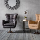 Gallery Bristol Grey Nubuck Leather Swivel Chair