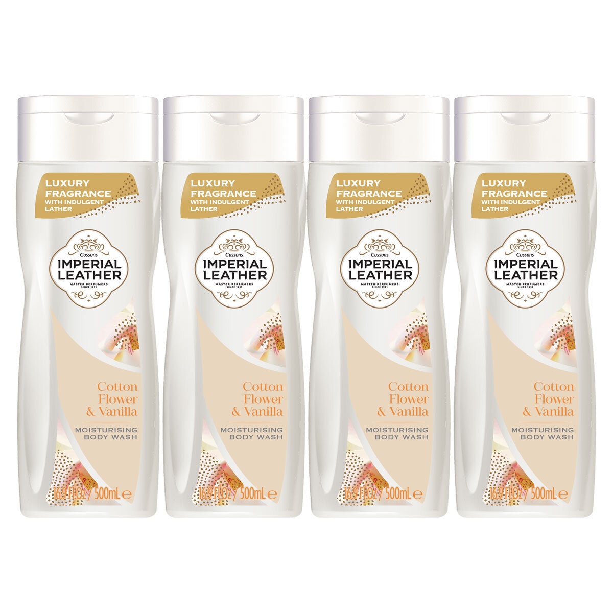 Imperial Leather Moisturising Body Wash with Cotton Flower & Vanilla Orchid, 4 x 500ml