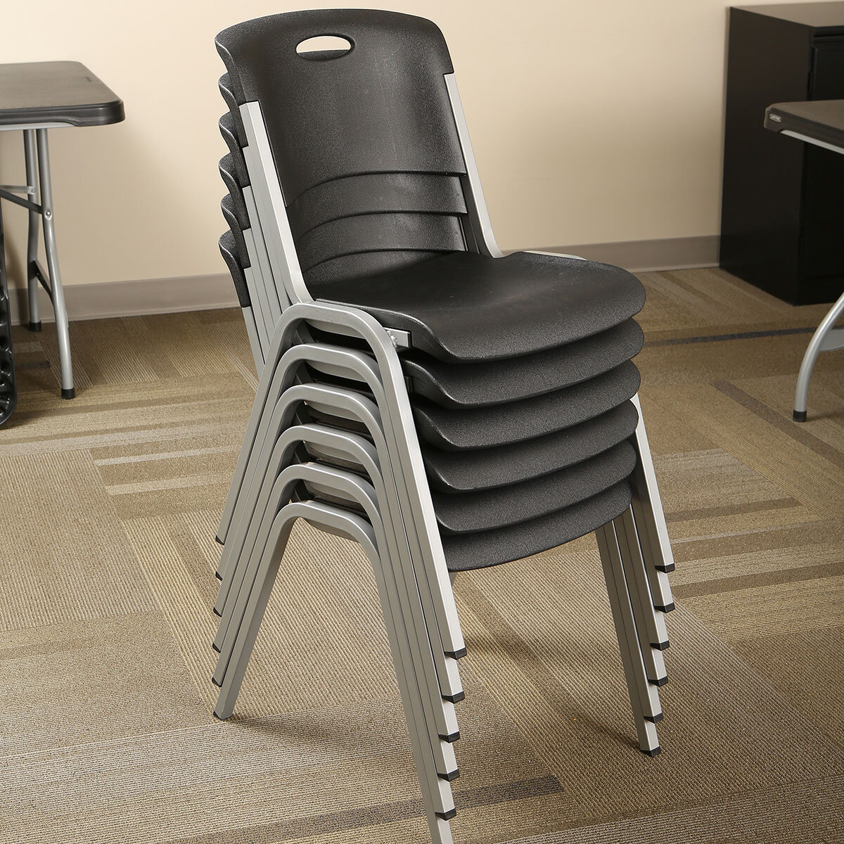 Lifetime Black Stacking Chair, 14 Pack