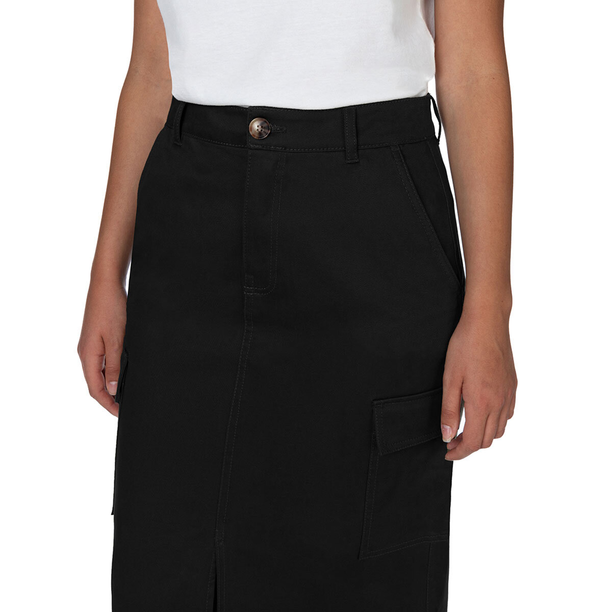 Wellworn Ladies Cargo Maxi Skirt in Black