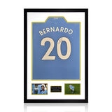 Bernardo Silva MCFC 24/25 Signed Framed Shirt, including 2 Photos