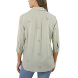 Jachs Ladies Eyelet Long Sleeve Shirt in Sage