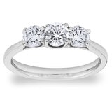 1.00ctw Round Brilliant Cut Diamond 3 Stone Ring, 18ct White Gold