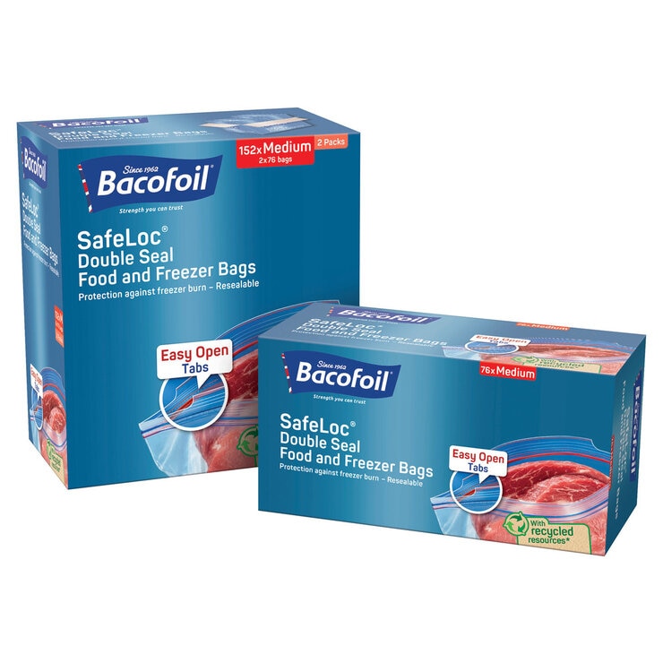 Bacofoil Safeloc Food and Freezer Bags, Medium, 152 Pack Bacofoil Safeloc Food and Freezer Bags, Medium, 152 Pack