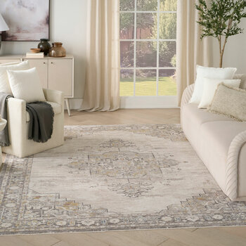 Nourison Antique Fusion Ivory Charcoal Rug, in 3 Sizes Nourison Antique Fusion Ivory Charcoal Rug, in 3 Sizes