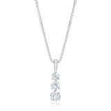 1.00ctw Round Brilliant Cut 3 Stone Diamond Pendant, 14ct White Gold