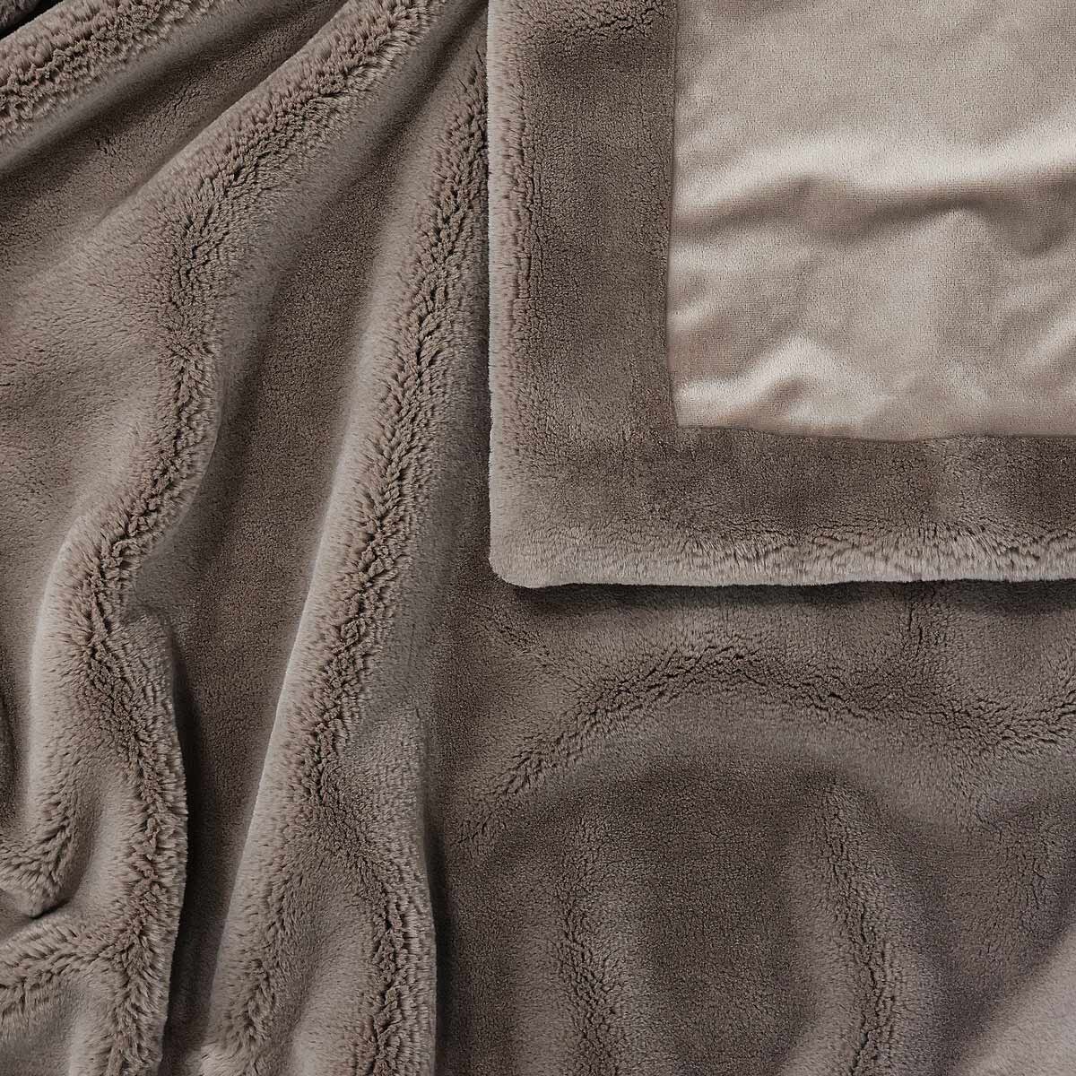 Mon Chateau Foldover Faux Fur Throw in Taupe, 152 x 177 cm