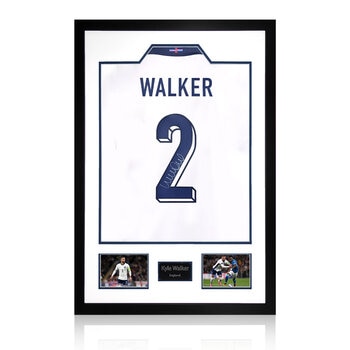 Kyle Walker Signed England Framed Shirt, including 2 Photos