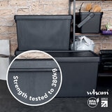 Wham Bam 62 Litre Recycled Heavy Duty Plastic Storage Box & Lid in Black - 3 Pack