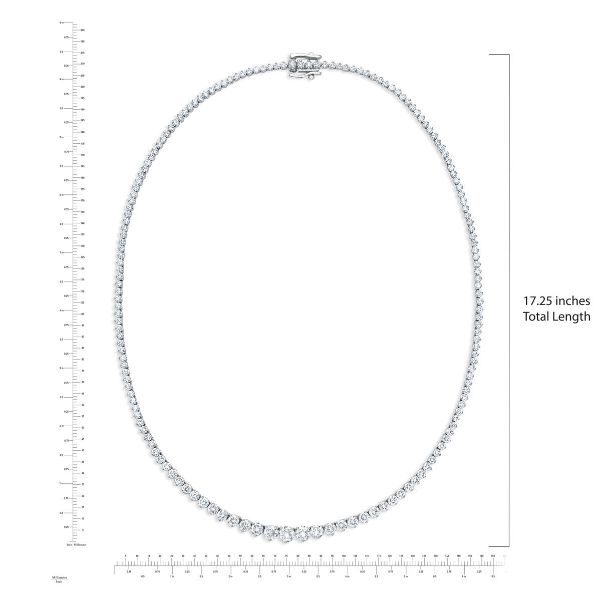 10ctw Diamond Tennis Necklace, 14ct White Gold