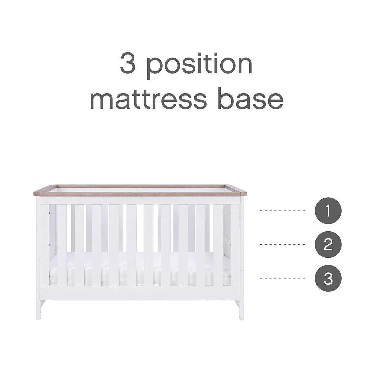 Tutti Bambini Verona Cot Bed with Sprung Mattress, Grey & Oak Finish