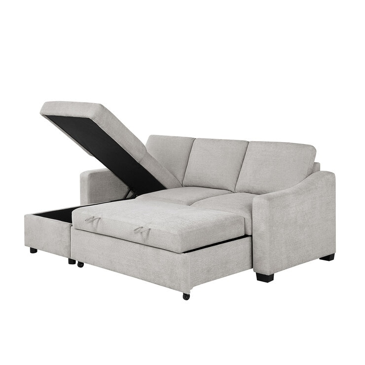 Coddle Aria Beige Fabric Convertible Sofa Bed with Chaise Coddle Aria Beige Fabric Convertible Sofa Bed with Chaise