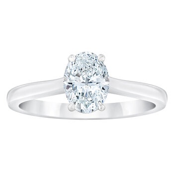 1.00ct Oval Cut Diamond Solitaire Ring, Platinum