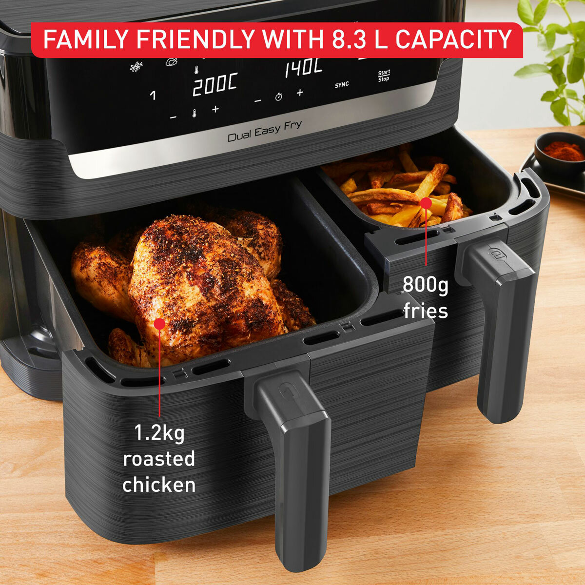 Tefal Easy Fry Dual Air Fryer with 8.3L capacity Tefal Easy Fry Dual Air Fryer with 8.3L capacity