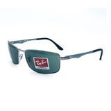 Ray-Ban Gunmetal Sunglasses with Green Lenses, RB3498 004/71