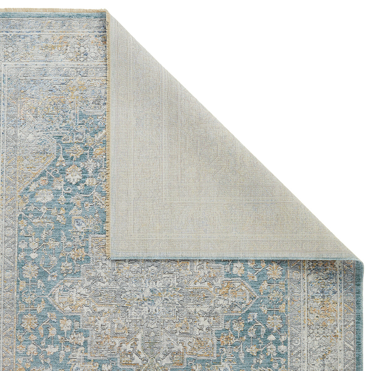 Elegant Heirloom Blue & Ivory Patterned Rug in 2 Sizes 