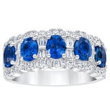 Blue Sapphire & 0.60ctw Diamond Ring, 14ct White Gold