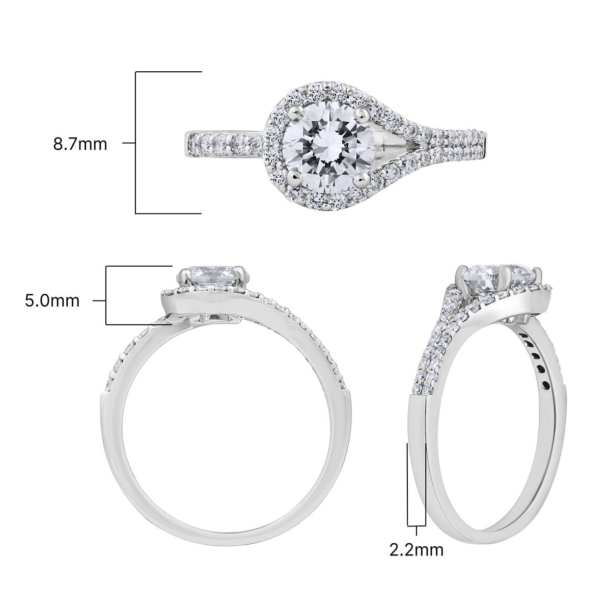 1.36ctw Round Brilliant Cut Diamond Ring, 18ct White Gold